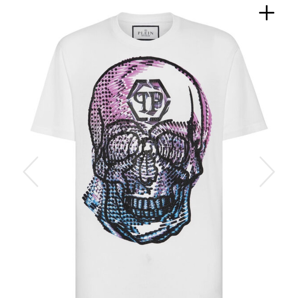 Philipp Plein White and Black Short Sleeve Tees